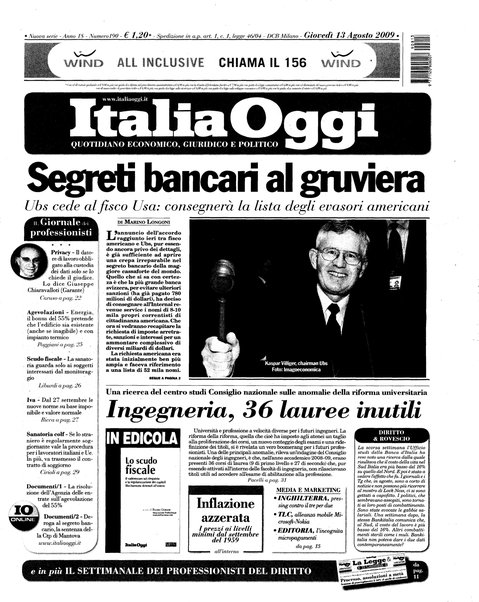 Italia oggi : quotidiano di economia finanza e politica